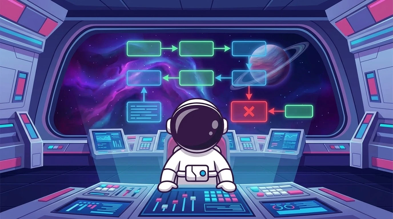 Űrhajós egy holografikus projekttervező felület előtt